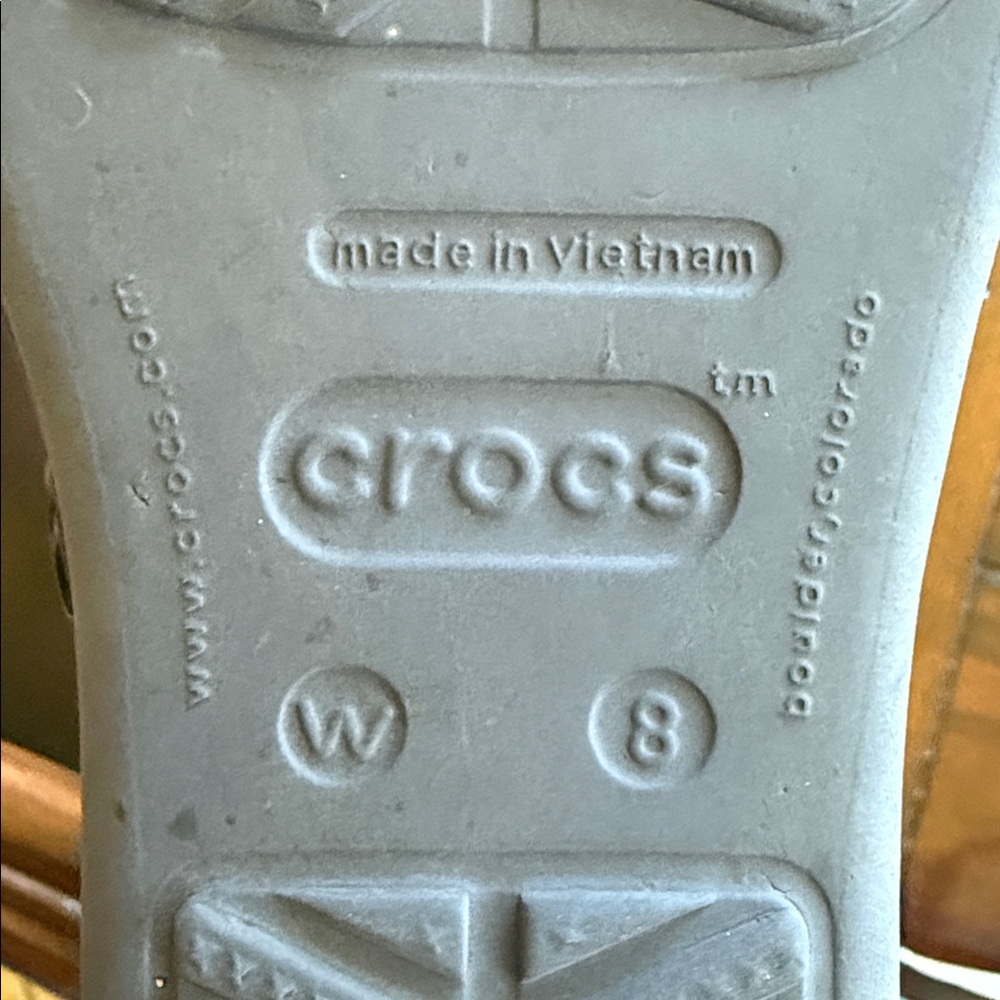 Crocs Sanrah Hammered Metallic Flip Wedge Sandal Navy Blue Silver Size 8 - Picture 5 of 6